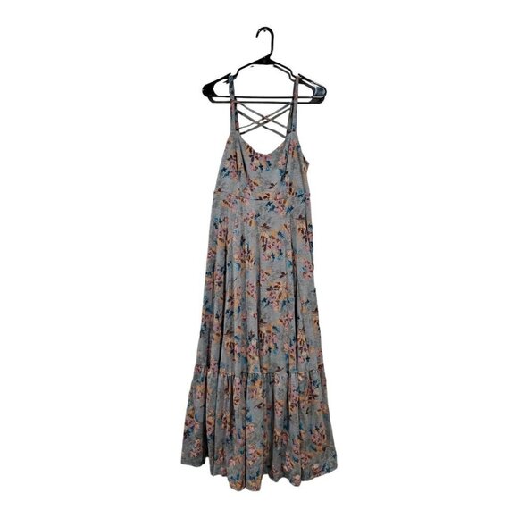 Torrid Women's Floral Jersey Strappy Ruffled Maxi Dress Boho Peasant Siz… - Picture 1 of 12